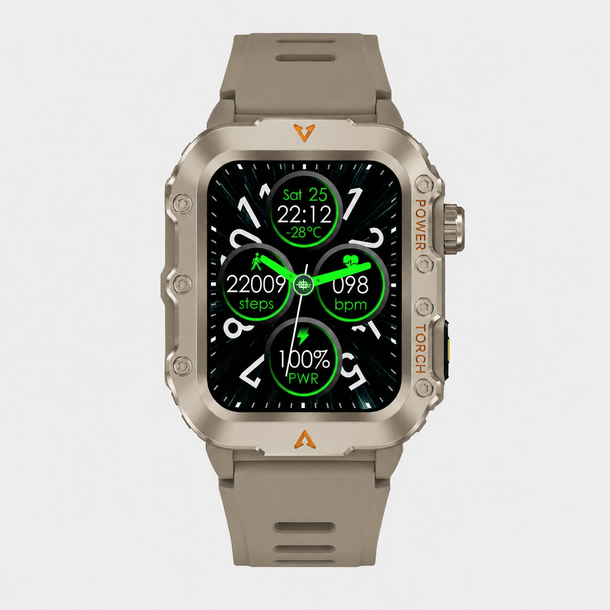 Hiking Camping military smartwatch with flashlight Bluetooth call waterproof