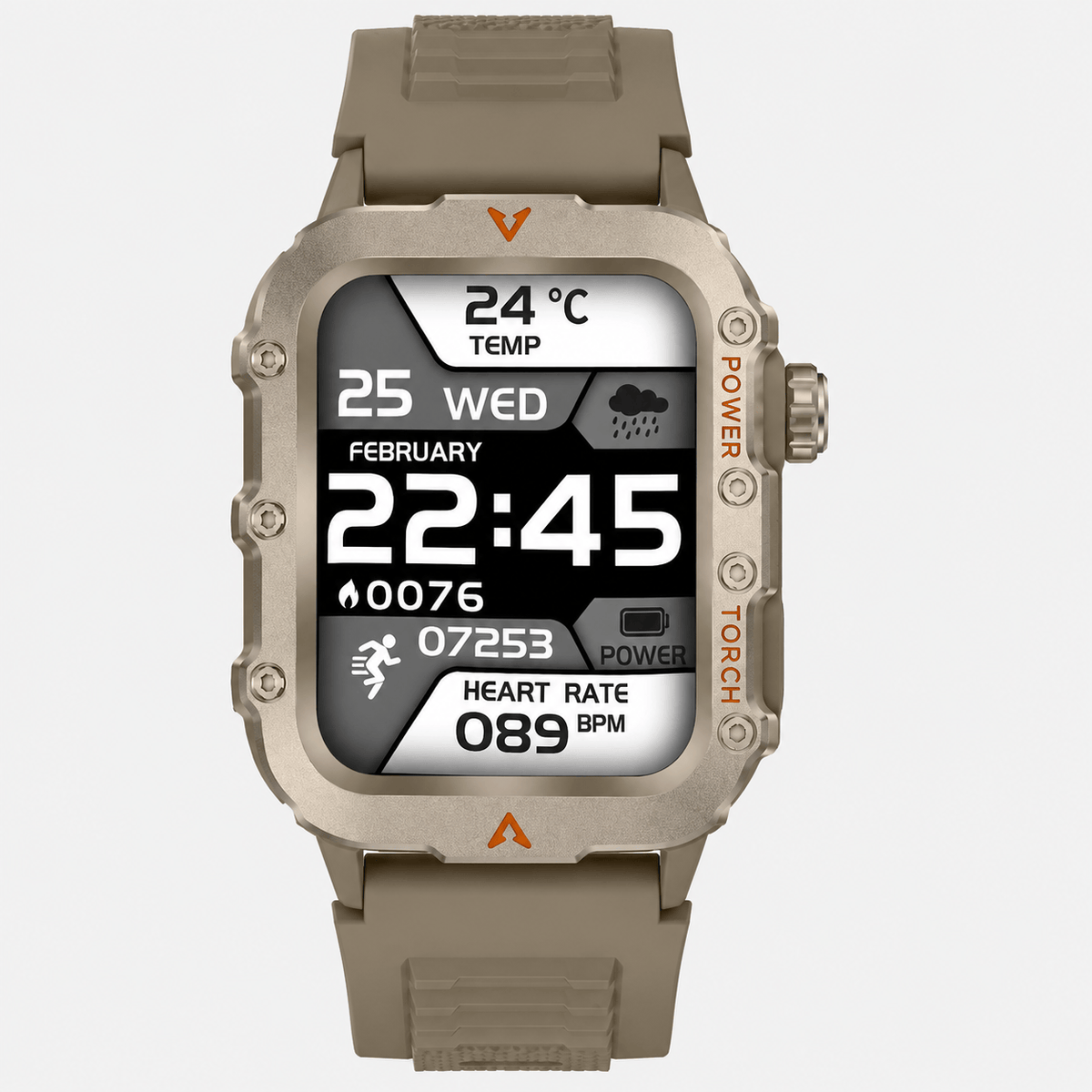 Hiking Camping outdoor sports smartwatch with LED flashlight fitness tracker