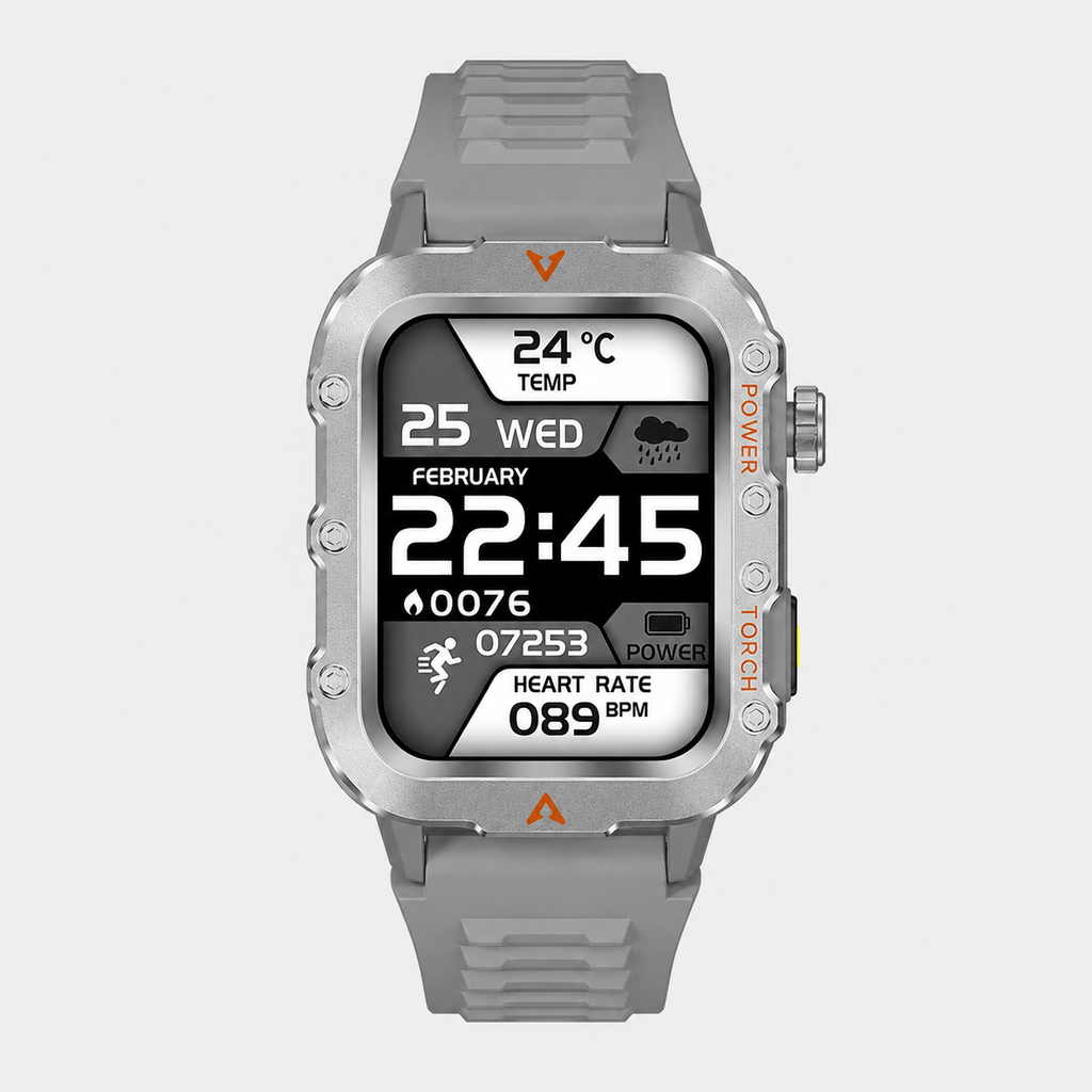 Hiking Camping outdoor sports smartwatch with LED flashlight fitness tracker