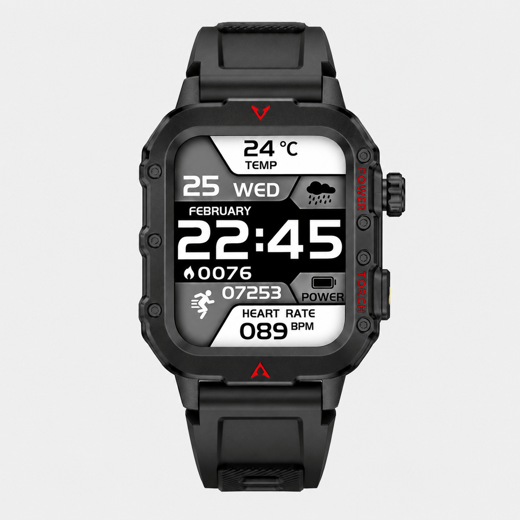 Hiking Camping outdoor sports smartwatch with LED flashlight fitness tracker