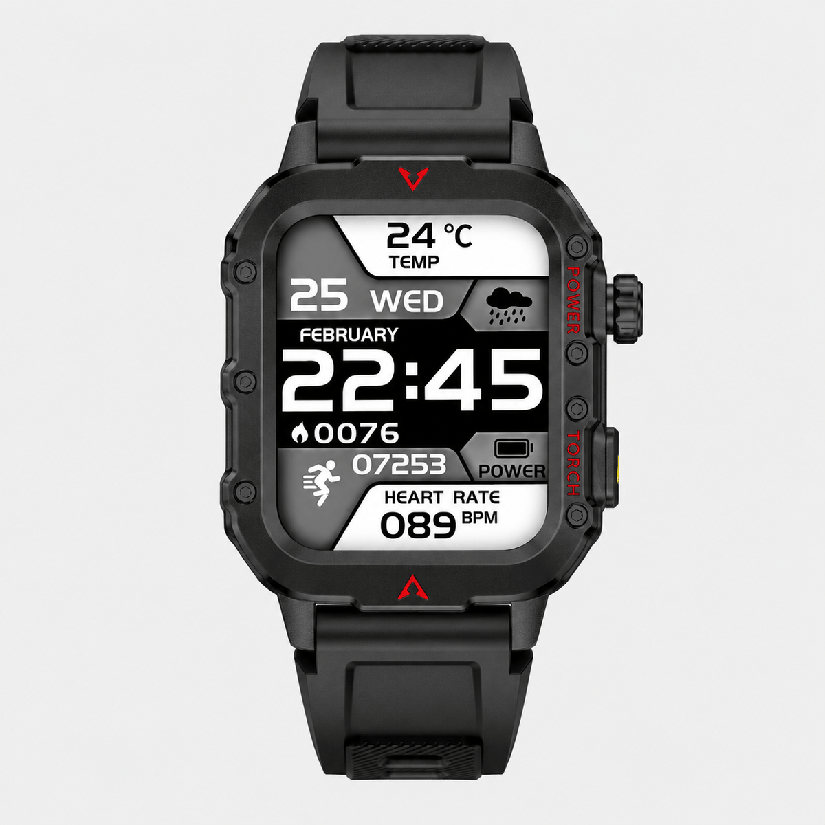 Hiking Camping outdoor sports smartwatch with LED flashlight fitness tracker