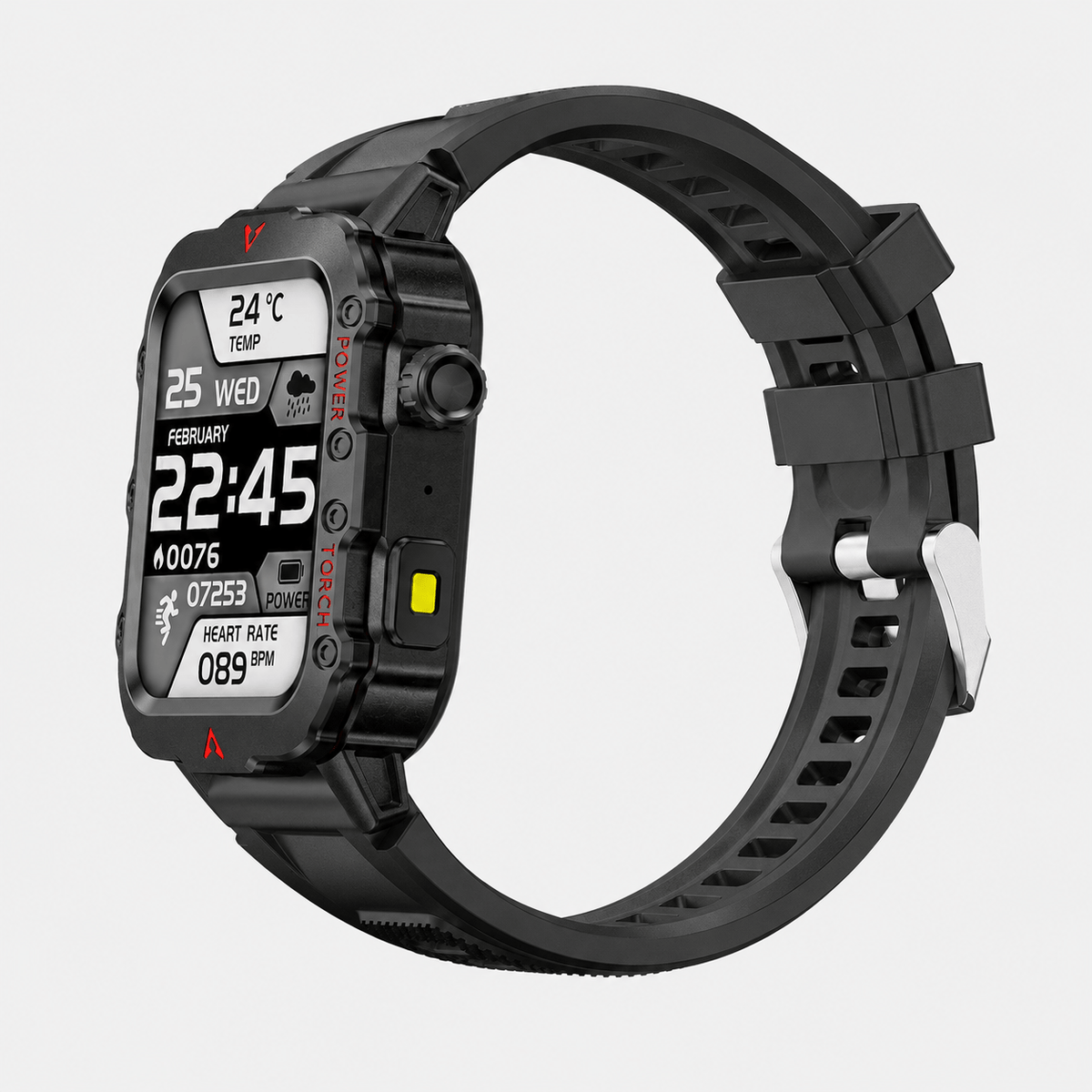 Hiking Camping outdoor sports smartwatch with LED flashlight fitness tracker