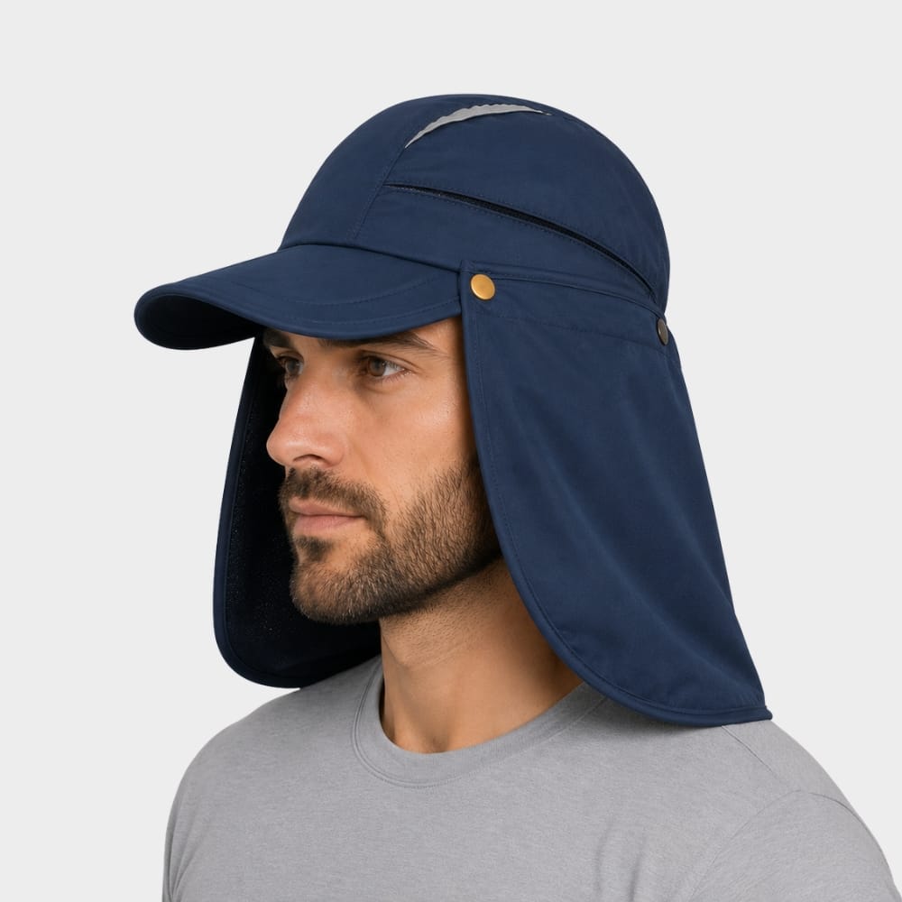 Hiking Camping sun visor hat with neck flap UV protection