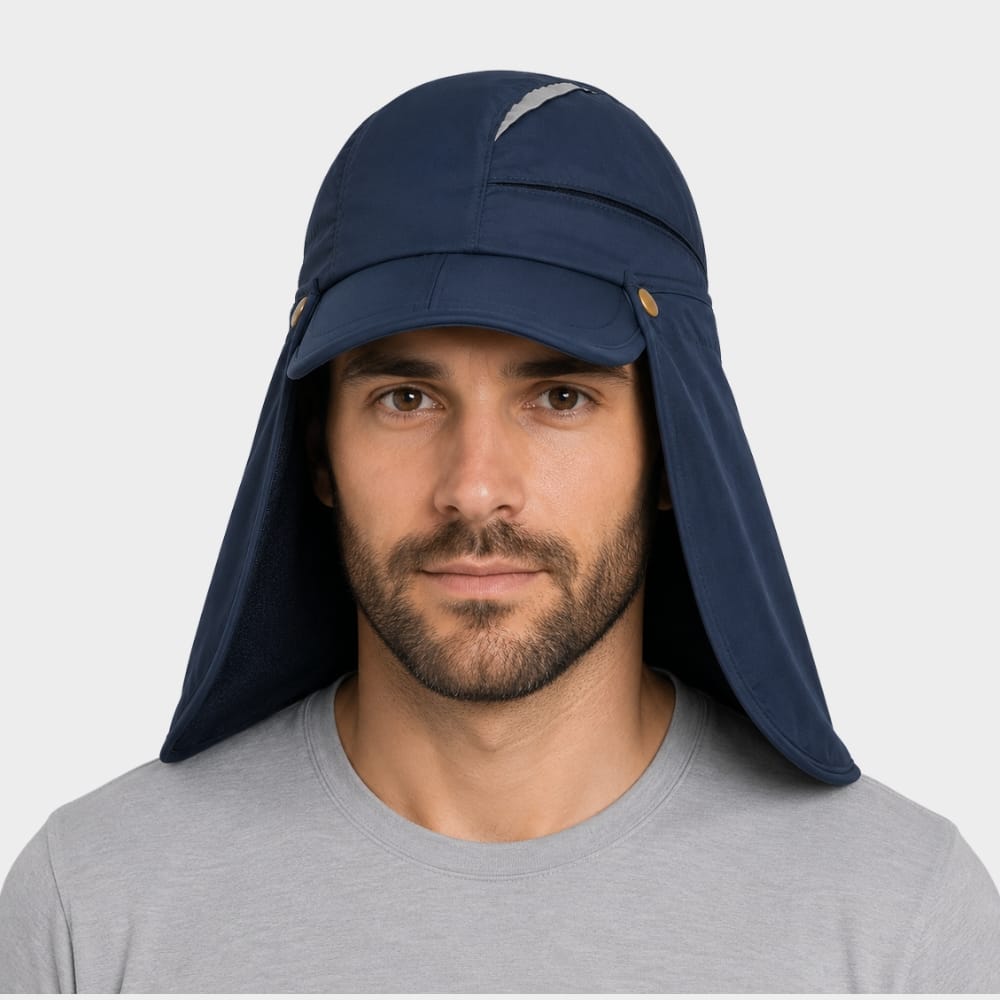 Hiking Camping sun visor hat with neck flap UV protection