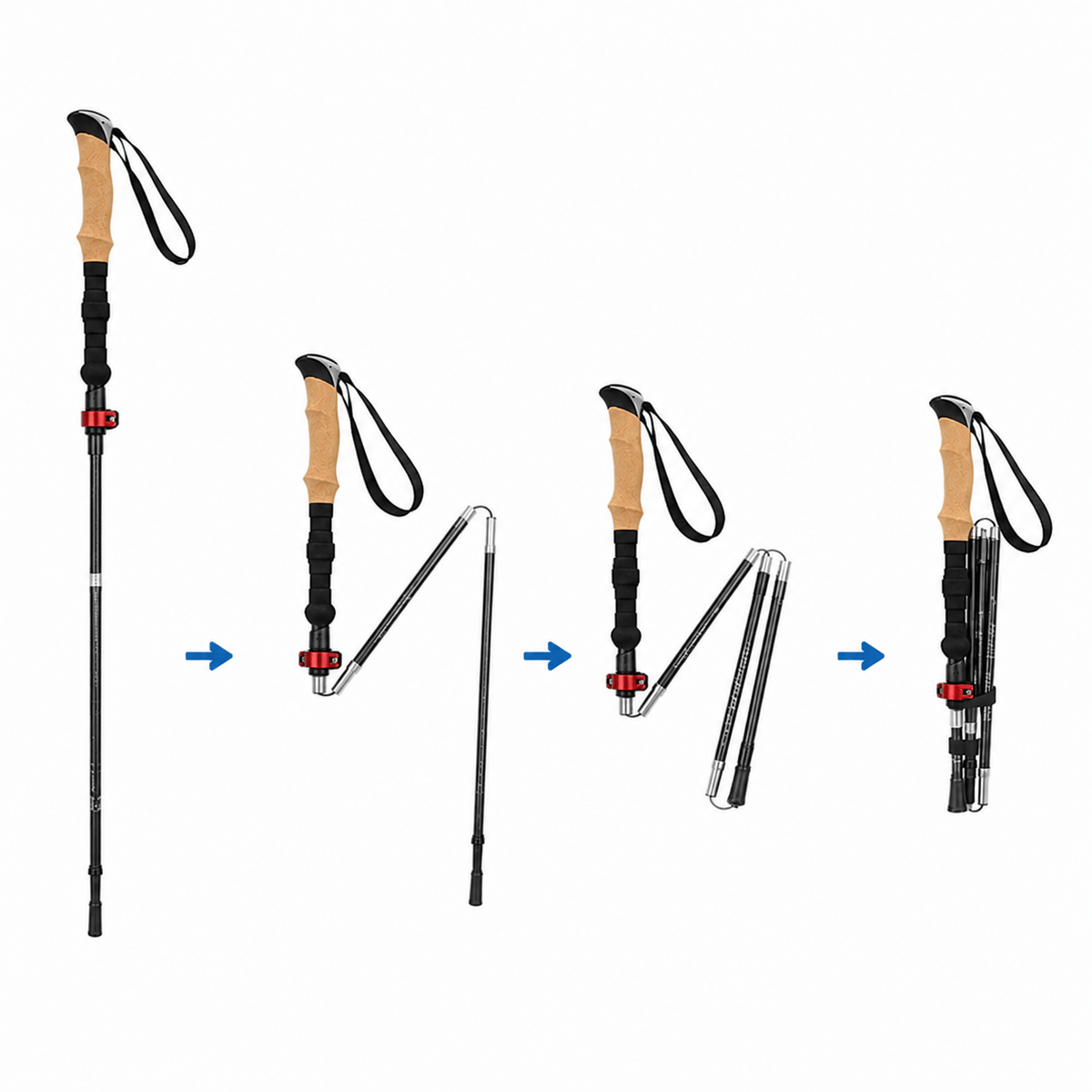 Hiking Camping ultralight folding hiking poles adjustable trekking sticks