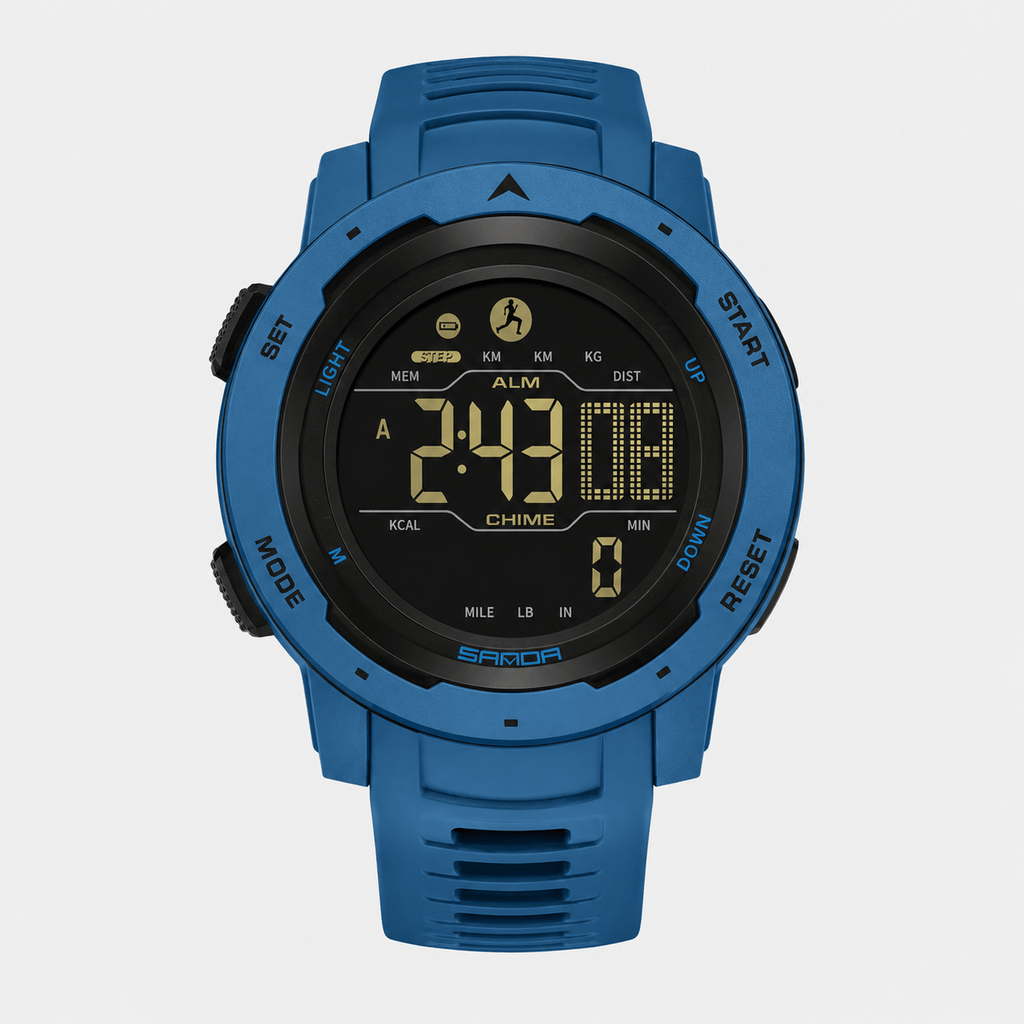 Hiking Camping waterproof digital sports watch with pedometer and LED display