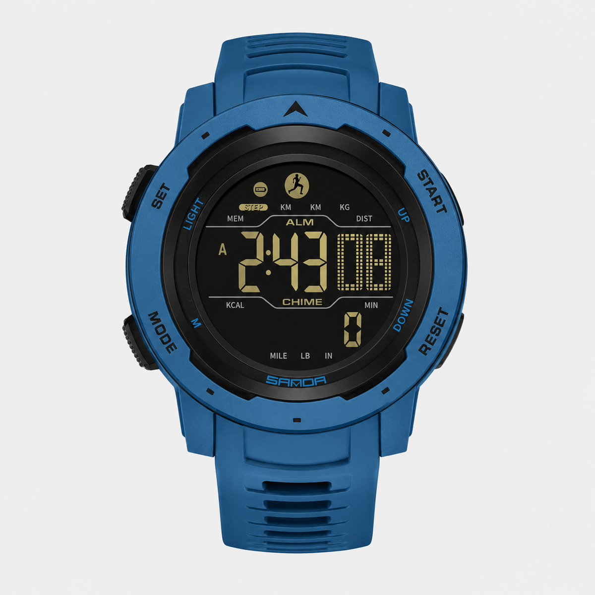 Hiking Camping waterproof digital sports watch with pedometer and LED display
