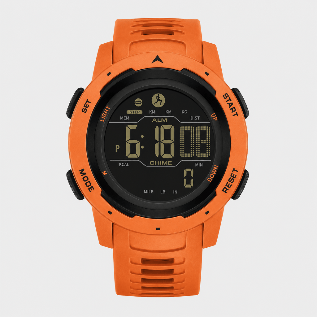 Hiking Camping waterproof digital sports watch with pedometer and LED display