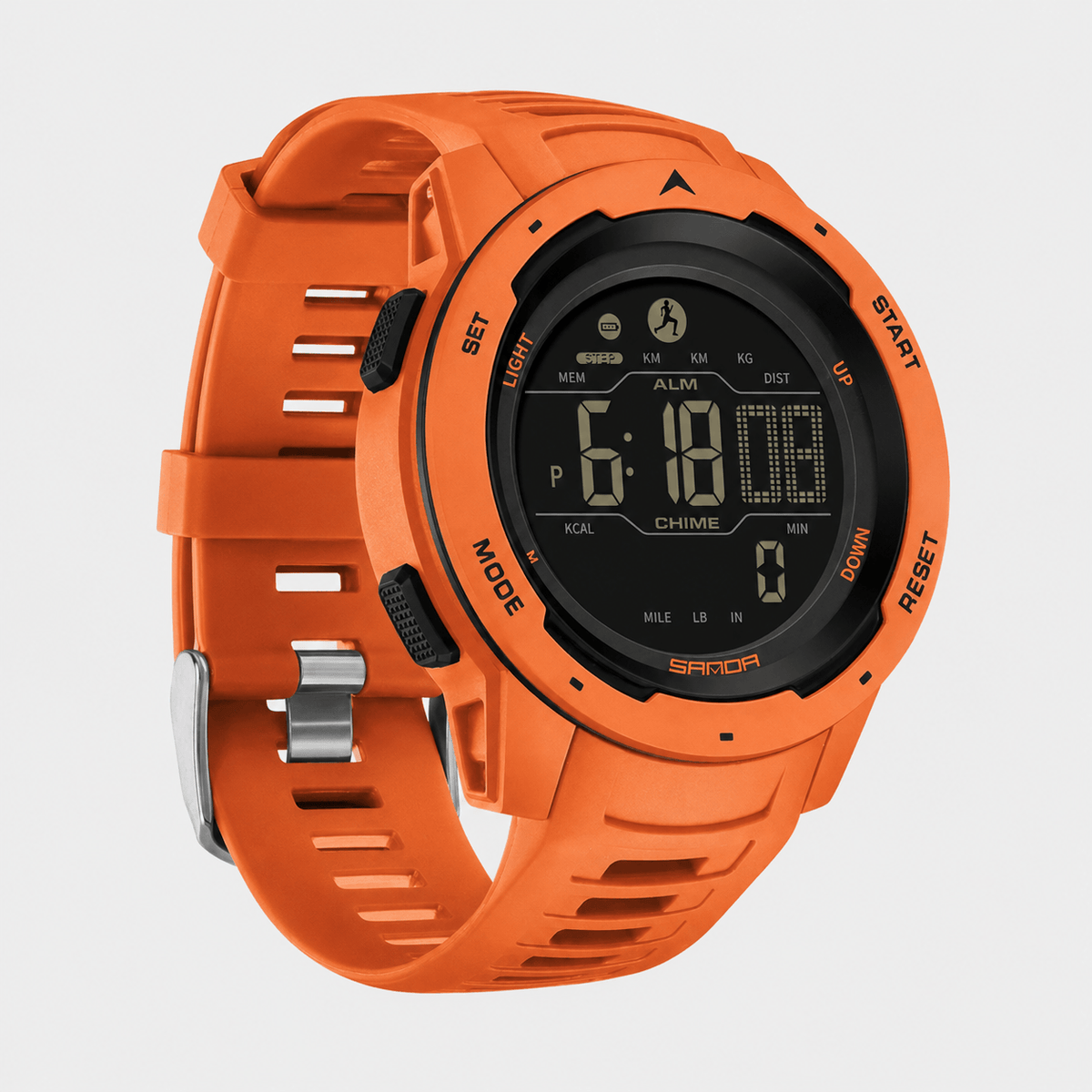 Hiking Camping waterproof digital sports watch with pedometer and LED display