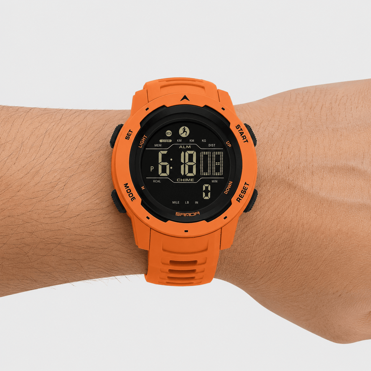 Hiking Camping waterproof digital sports watch with pedometer and LED display