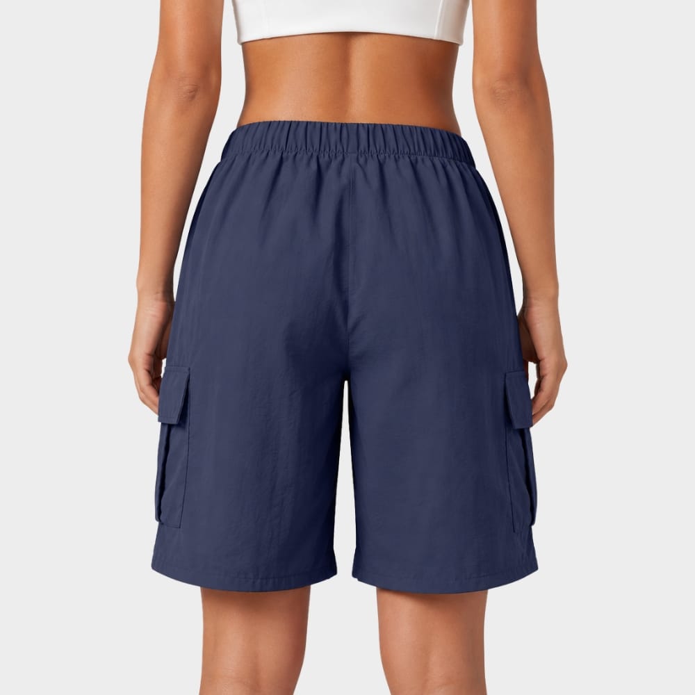 Hiking Camping womens drawstring cargo shorts knee length outdoor