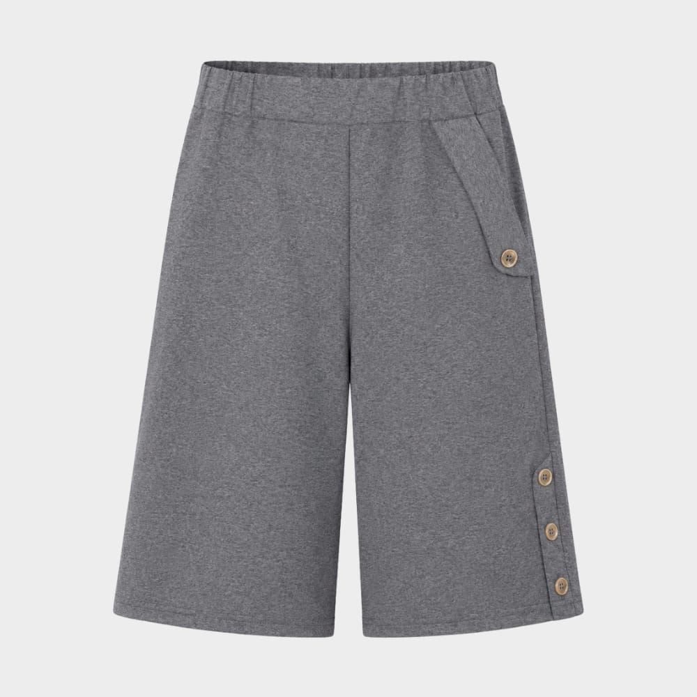 Hiking Camping womens high waist knee length loose shorts with side buttons