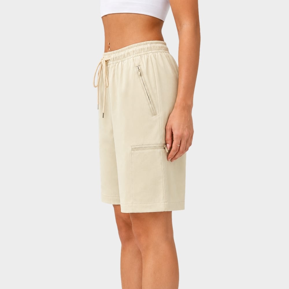 Hiking Camping womens hiking cargo shorts high waist zipper pockets
