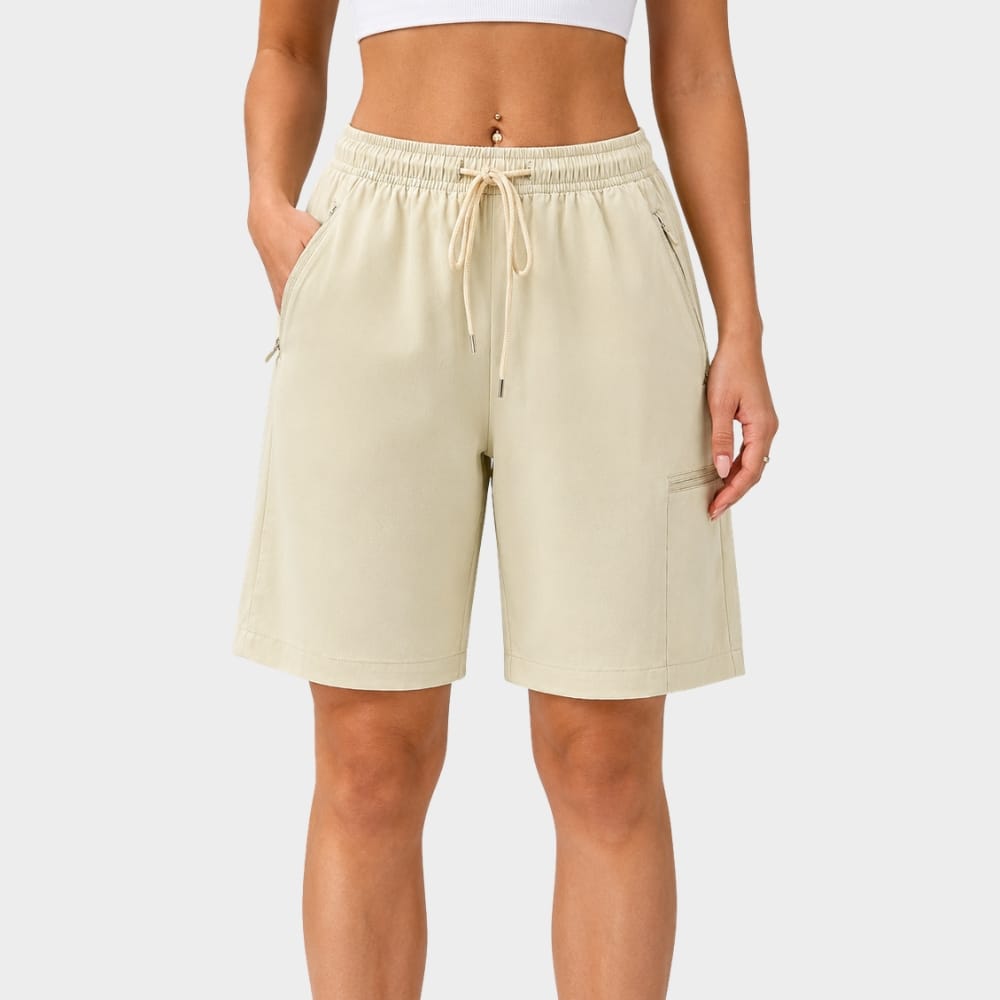 Hiking Camping womens hiking cargo shorts high waist zipper pockets