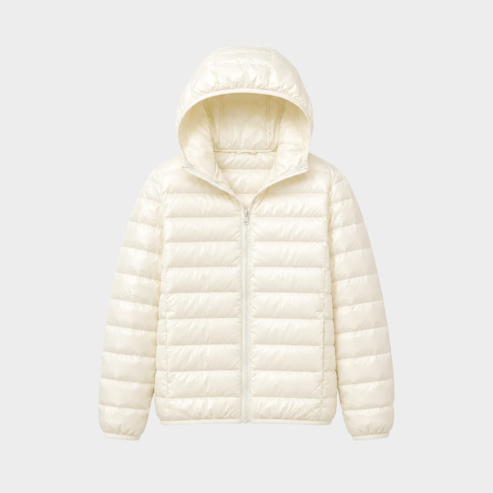 Hiking Camping womens lightweight hooded down puffer jacket packable