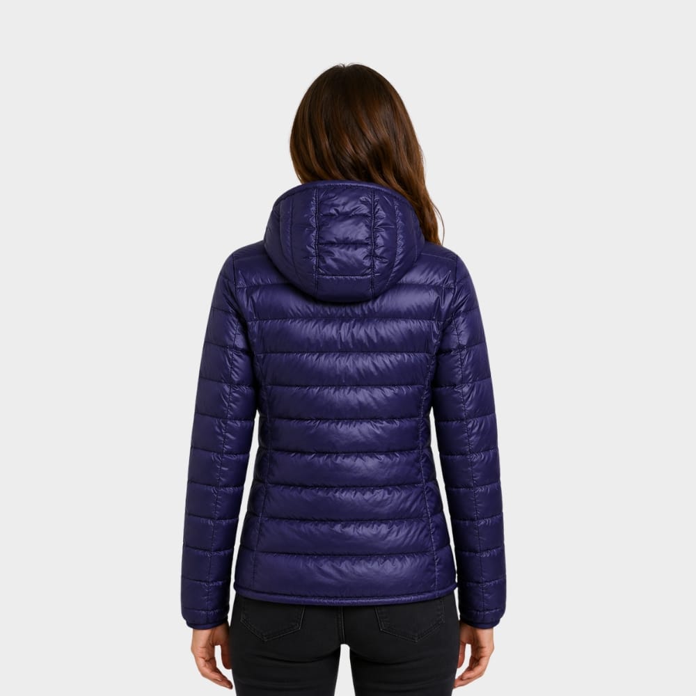 Hiking Camping womens lightweight hooded down puffer jacket packable