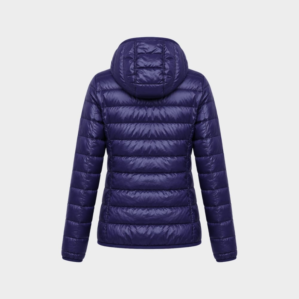 Hiking Camping womens lightweight hooded down puffer jacket packable