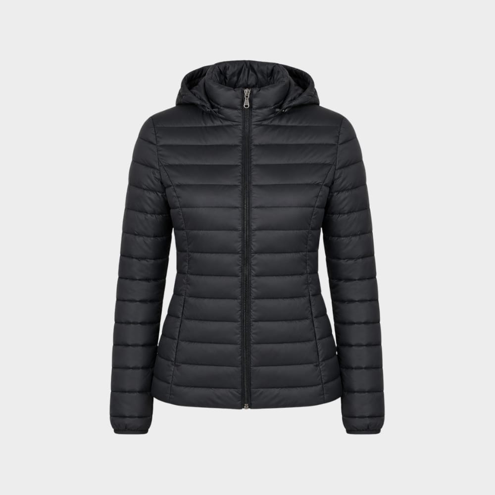 Hiking Camping womens ultralight hooded puffer jacket slim fit