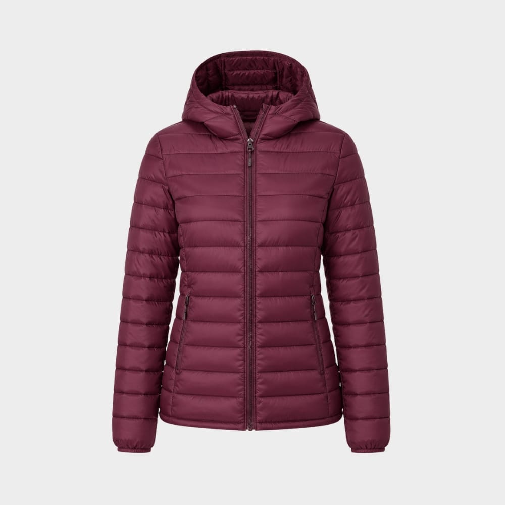 Hiking Camping womens ultralight hooded puffer jacket slim fit