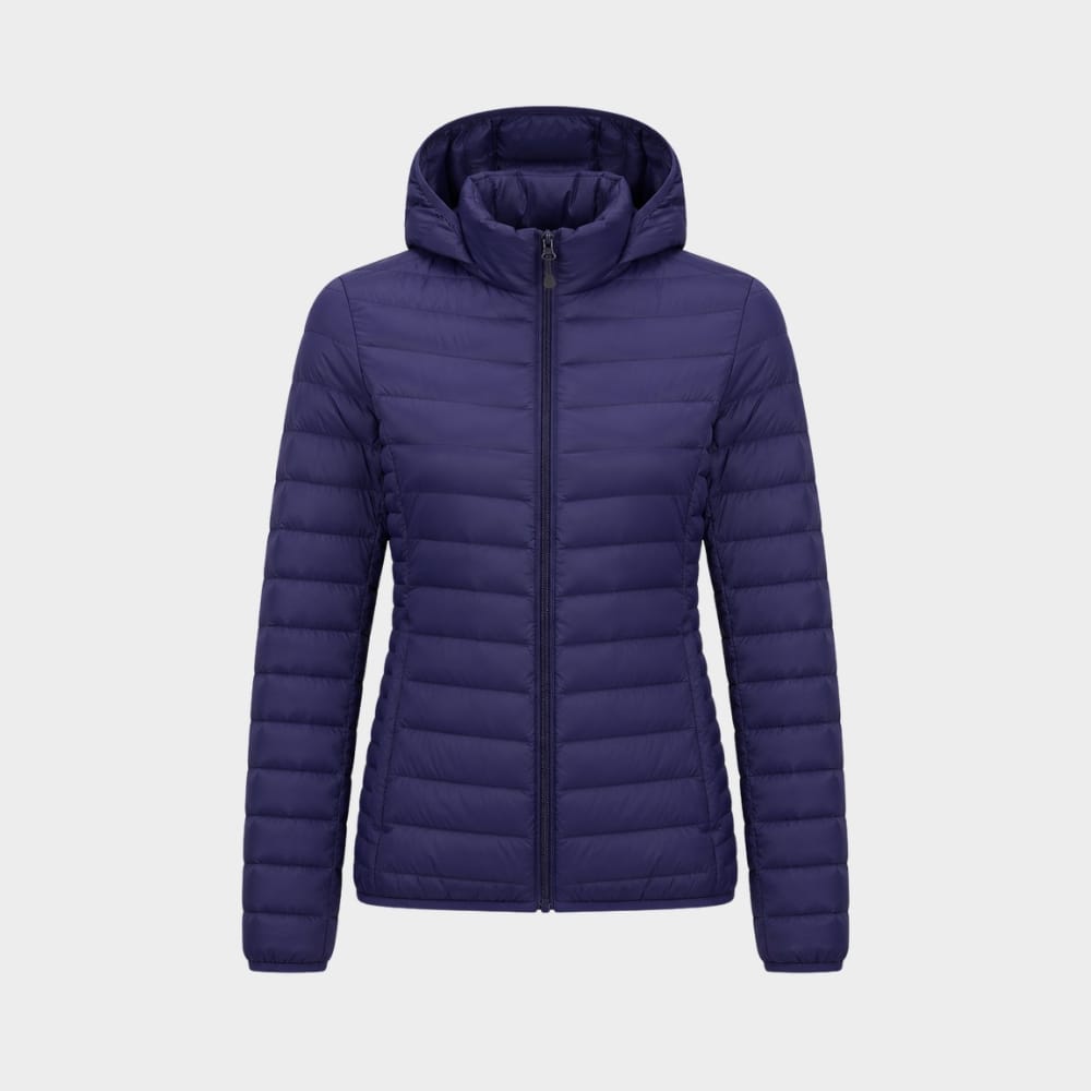 Hiking Camping womens ultralight hooded puffer jacket slim fit