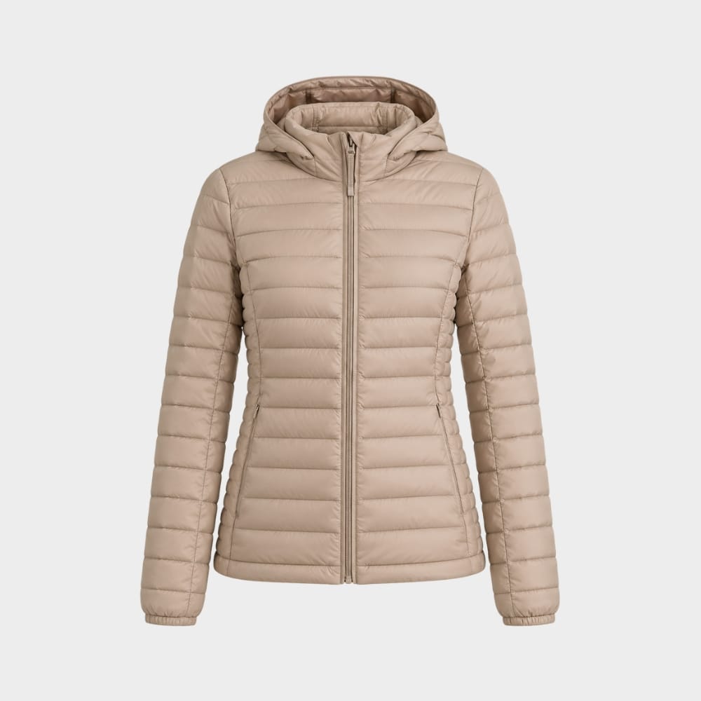 Hiking Camping womens ultralight hooded puffer jacket slim fit