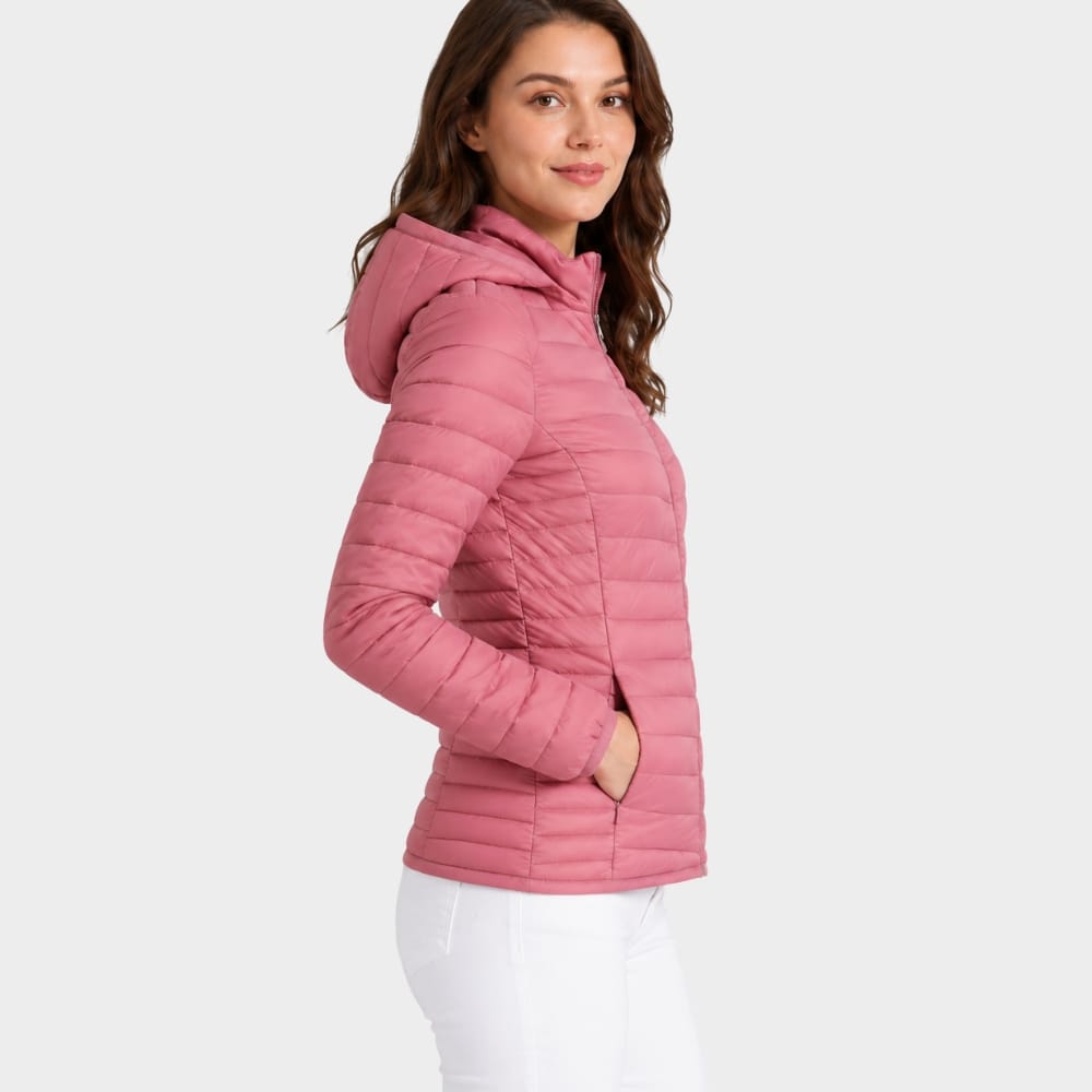 Hiking Camping womens ultralight hooded puffer jacket slim fit
