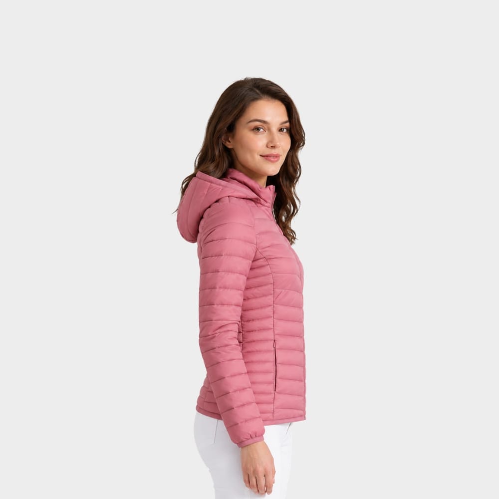 Hiking Camping womens ultralight hooded puffer jacket slim fit