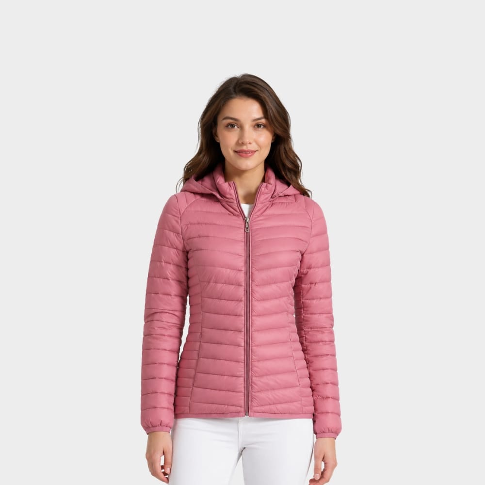 Hiking Camping womens ultralight hooded puffer jacket slim fit