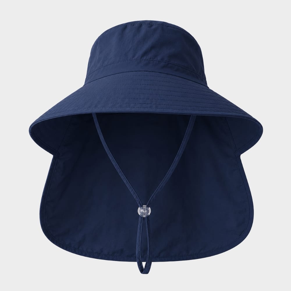 Hiking Camping womens wide brim sun hat with neck flap ponytail