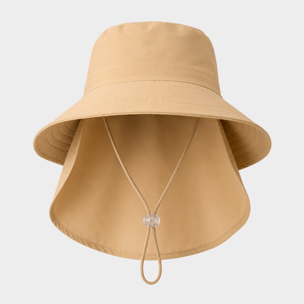 Hiking Camping womens wide brim sun hat with neck flap ponytail